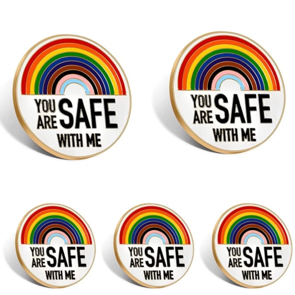 5 st You Are Safe with Me Säkerhetsbroscher Rainbow Lapel Pins Sup