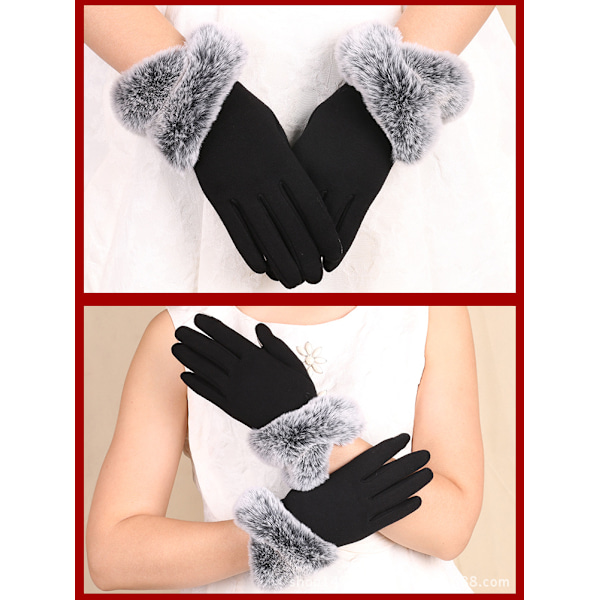 Par Dame Vintervarme Hansker, Dame Vinter Touchscreen Hansker Varme Tykke Vinter Touch Screen Hansker for Kvinner, Dame Vinter Strikkhansker, (Svart,