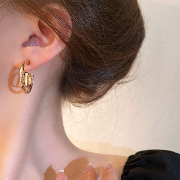 Gull Statement Hoop Øredobber Studser Metallisk Minimalistisk Mote Je