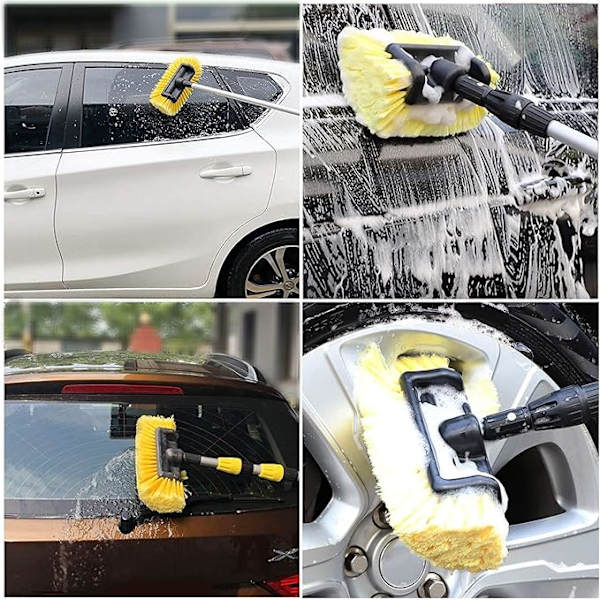 Autonpesuharjan pää, pehmeät harjakset, autoon, matkailuautoon, kuorma-autoon, veneeseen, asuntovaunuun, ulkokäyttöön