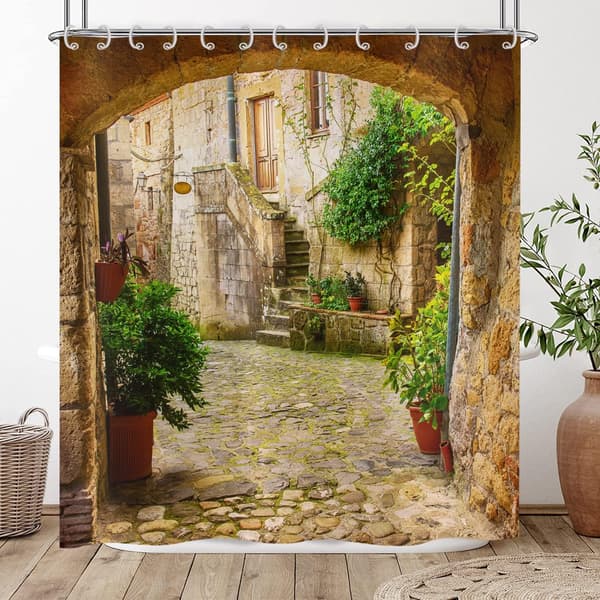 3D Duschdraperi 180x200, Trädgård Växter Landskap Avenue Bild Duschdraperi