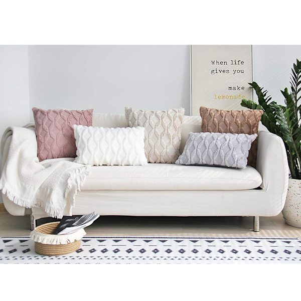 2 kappaletta sohvan pehmeä timanttityynynpäällinen pohjoismainen yksivärinen pehmeä yöpöytä työpöydän tyynynpäällinen (mantelin väri)