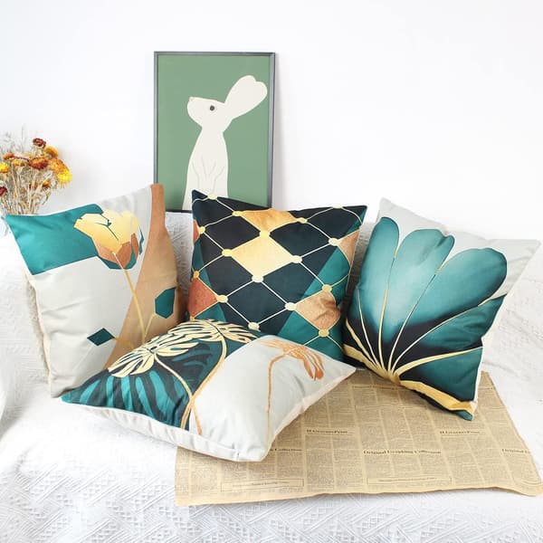 Set med 4 moderne linputetrekk 45x45cm Til sofa, stue