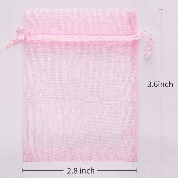 100 kpl 2,8 \"x3,6\" (7x9cm) organza-lahjapussi, jossa nauha