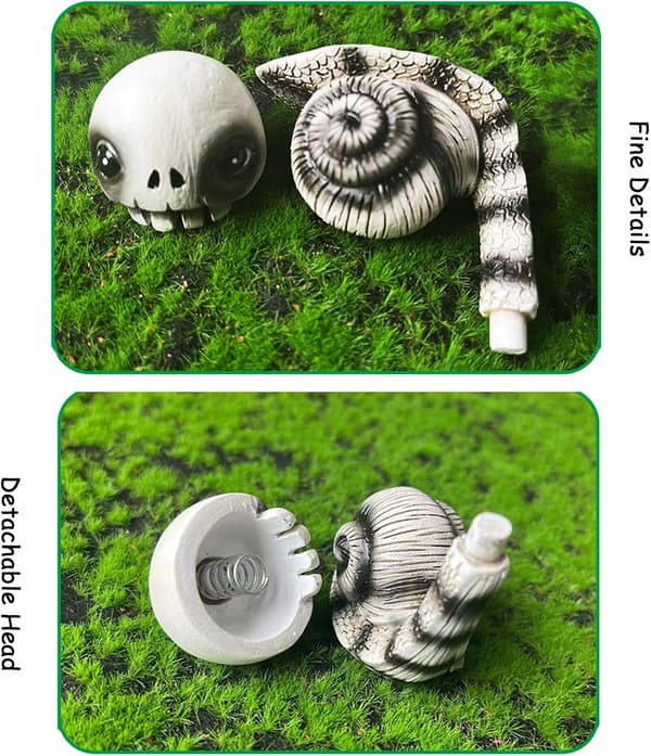 Snail Decor Snail Skull Statue Snail Garden Decor, Shaking Head S