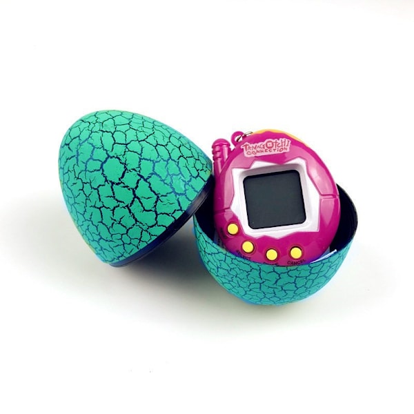 Tamagotchi Pets-90'ernes nostalgiske legetøj 9CM Grøn æggeskal + pink kæledyr