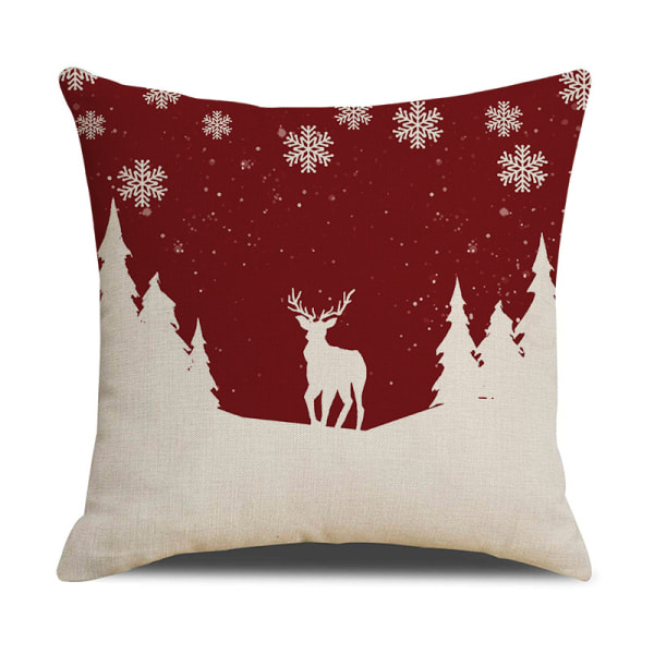 4 stk juleputetrekk 45x45cm fast putetrekk ferie land lin putetrekk sofa sofa juledekorasjoner putetrekk (rød)