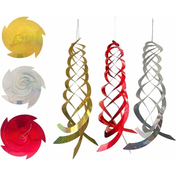 Avstøtende, spiralformet skremmer, plastspiralstenger, reflekterende avstøtende midler for, duer, måker, insekter for å beskytte blomstene og hagen din（3 stk）,45cm