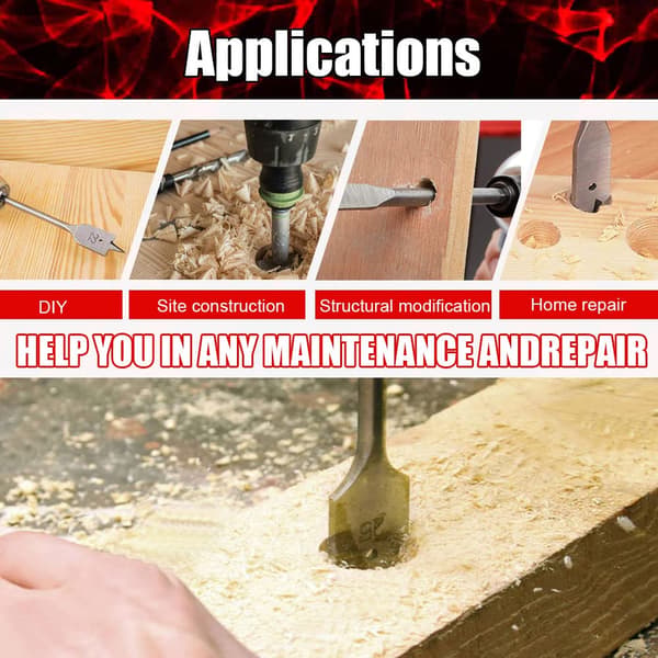 Pieces Flat Drill Bits Flat Drill Bits for Wood 10mm 12mm 16mm 18mm 20mm 25mm Flat Wood Drill Bit for Woodworking Silver