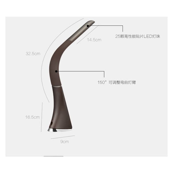 U2 5W LED-skrivebordslampe, dæmpbart display, bordlampe med alarmur