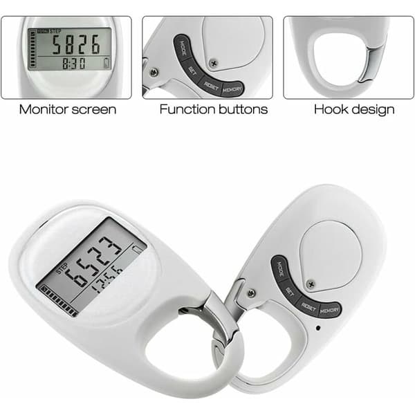Gå-pedometer, 3D-pedometer med klips, skritteller med karabinkrok