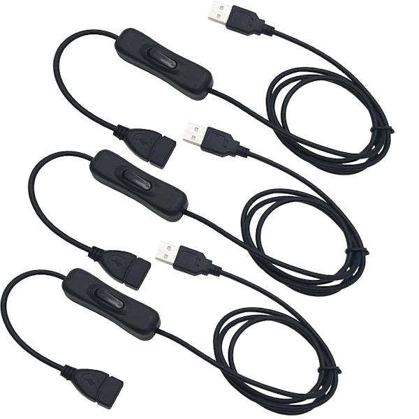USB-förlängningskabel med strömbrytare, USB hane till hona med strömbrytare, lämplig för körinspelare, LED-skrivbordslampa, USB-fläkt, etc (1M, svart)