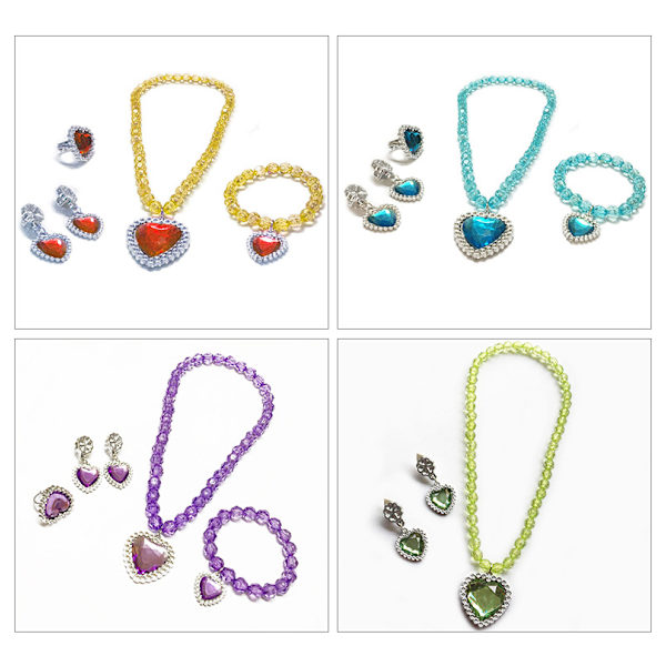 5 st Princess Pretend Smycken Leksak, Flickas Smycken Klä Ut Lek Set med Halsband, Örhängen, Ringar, Armband, Pretend Play Smycken Presentset för Flickor Födelsedagsfest