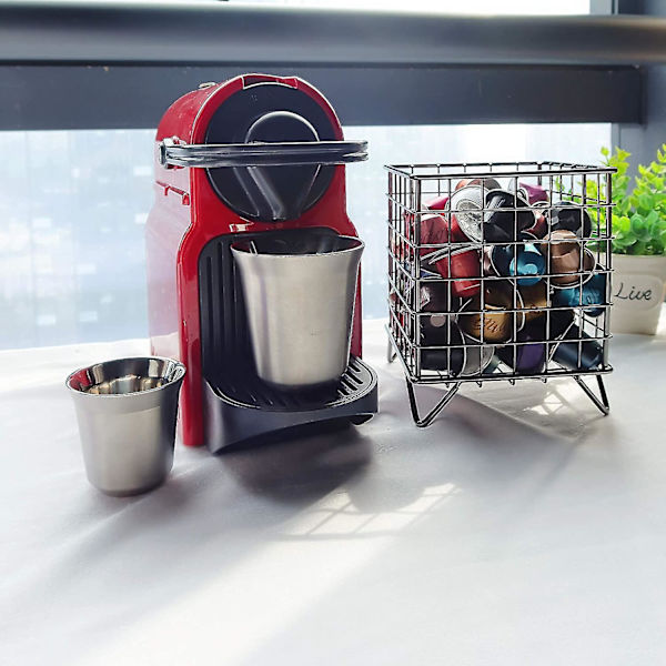 Förvaringsställ för kaffekapslar, köksorganisatör, kompatibel med Nespresso, svarta tidskrifter, kaffekapslar, tepåsar och sockerpåsar, ett stycke