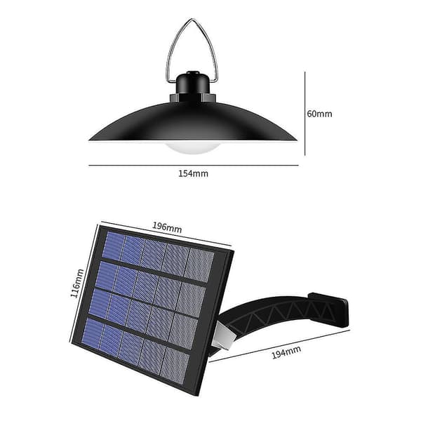 Hengende solcellelampe Vanntett pendellampe med solcellepanel utendørs