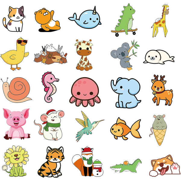 Cute Animal Stickers, 50 STS Colorful Animal Waterproof Stickers, Vinyl Cute Aesth