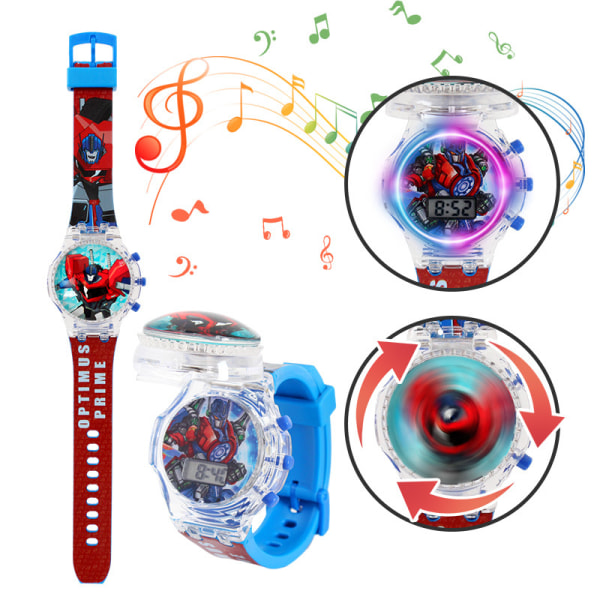 Søt tegneserie glødende klokke Flip Toy Watch Gift Optimus for barn