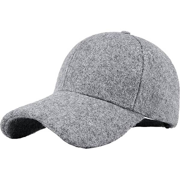 Baseballcaps, Ull Baseball Cap Utendørshatt for Store Hoder, Vintervarm Pappahatt Justerbar