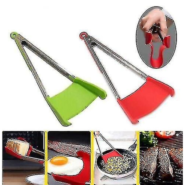 2 i 1 Smart Köks Spatel Och Tång Non-stick Värmebeständig Rostfritt Stål