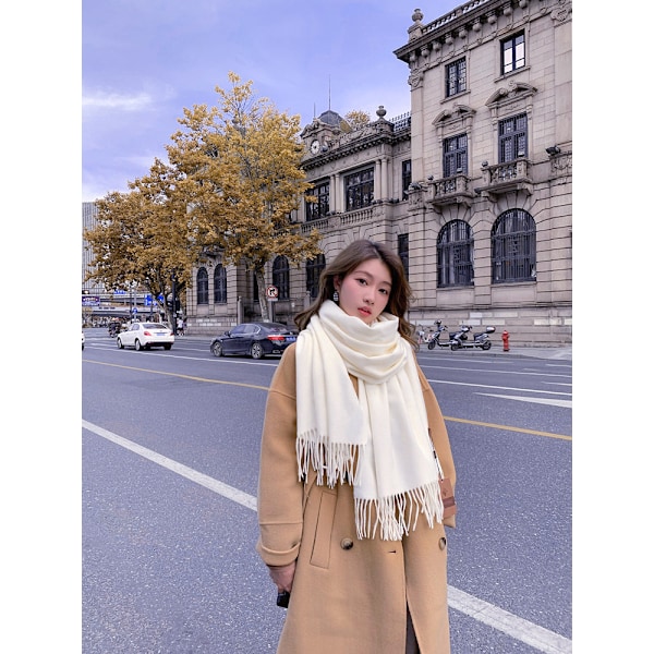 Sjal Efterår Kvinder Mænd 200 * 70 CM Vinter Silkeblød Elegant Blød Shawl til Bryllup Fest Aften, Hvid