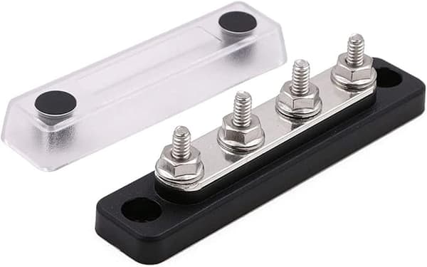 4 Stud Samleskinne Elektrisk Terminalblok 100A AC 300V DC 48V til Lastbil Bus Båd Campingvogn