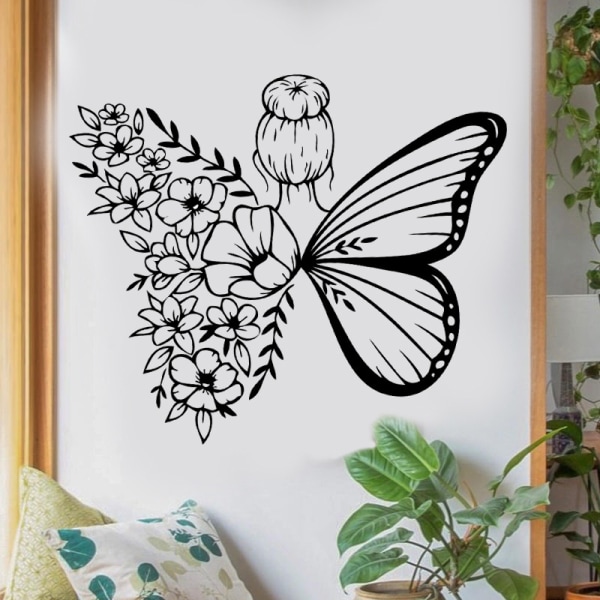 Blomsterfe väggmålningar väggdekaler med fjärilar väggklistermärken för flickor Ki