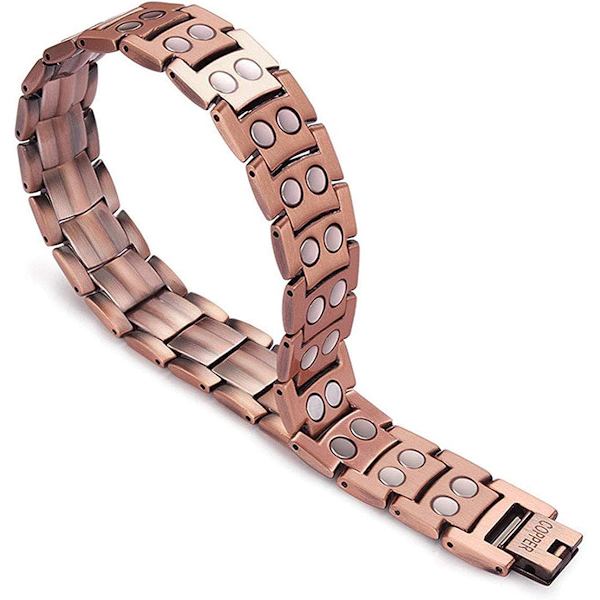 Kopparmagnetarmband för män lindrar artritsmärta elegant 99,99 % rent koppararmband med dubbla rader kraftfulla magneter