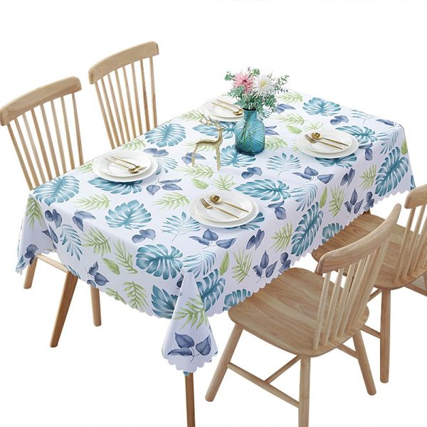 1 st rektangulär vaxduk 135 x 220 cm i pvc-mönster blad växter vacker vattentät vaxduk