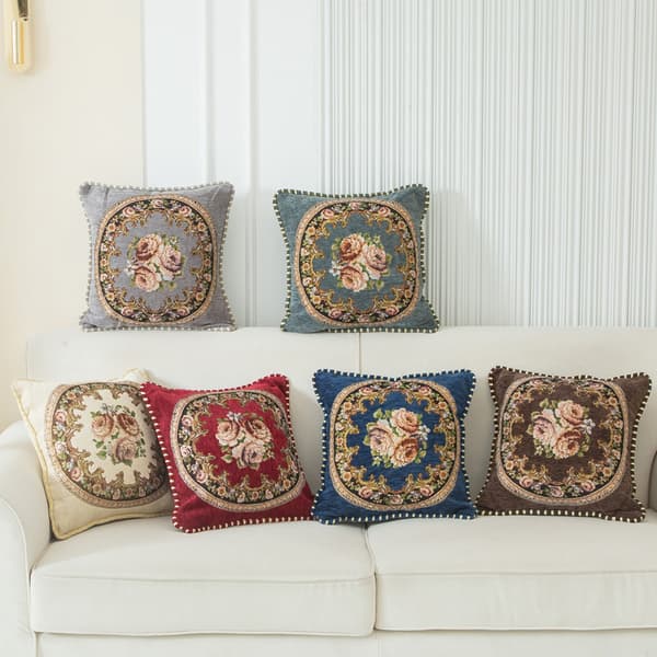 Set med 6 st kuddfodral, 45x45cm, vackert dekorativt blommönster