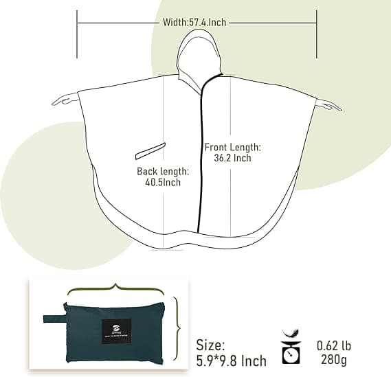 Vanntett poncho for voksne med glidelås