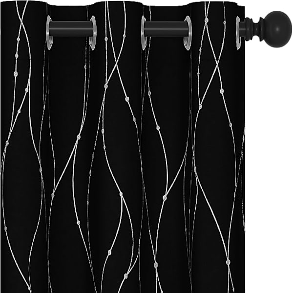 Mörkläggningsgardiner för vardagsrum, gallergardiner, svarta, B132xL213cm