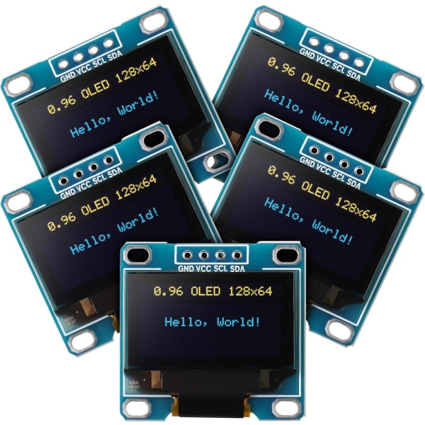 5 stycken 0,96 tum OLED-modul 12864 128x64 Självlysande displaykort Se