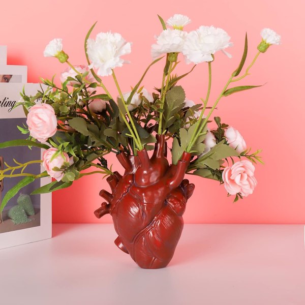Vase creatif en résine en forme de coeur de 16 cm pour bureau, tab