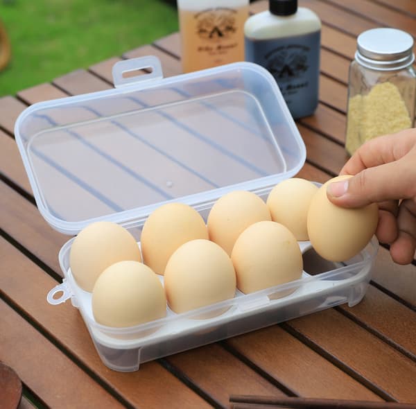 Støtsikker Eggboks for 8 Egg - Eggeholder Plast Mat Oppbevaringsboks Organizer Preservering for Egg