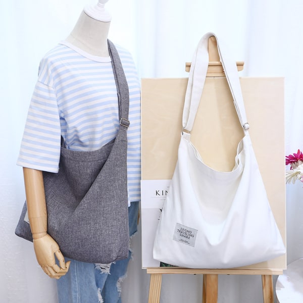 Enkel axelväska i canvas för kvinnor, retro, casual, stor