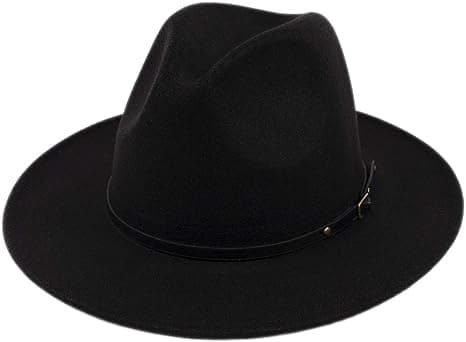 Dam Klassisk Bred Brätte Floppy Panama Hatt Bälte Spänne Ull Fedo