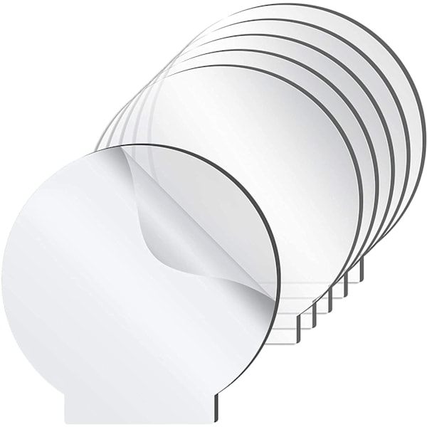 6 kpl Kirkasta Akryylilevyä LED-Valopohjaan, 2 mm Paksuus, Läpinäkyvä Paneeli Suojakalvolla Levylle, DIY-Projekteille, Taiteelle ja Käsitöille (Pyöreä)
