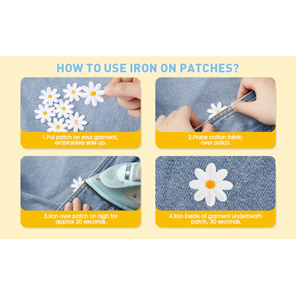 Daisy-kukkapaikka vaatteisiin Silitysmerkit Appliques Hieno brodeerattu