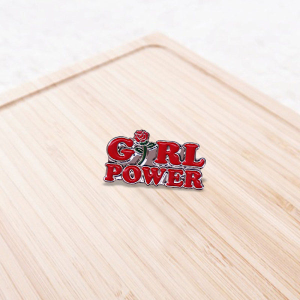 Girl Power Punainen Ruusu Pro-Feminismi Pro Valinta Rintamerkki Emali Fem