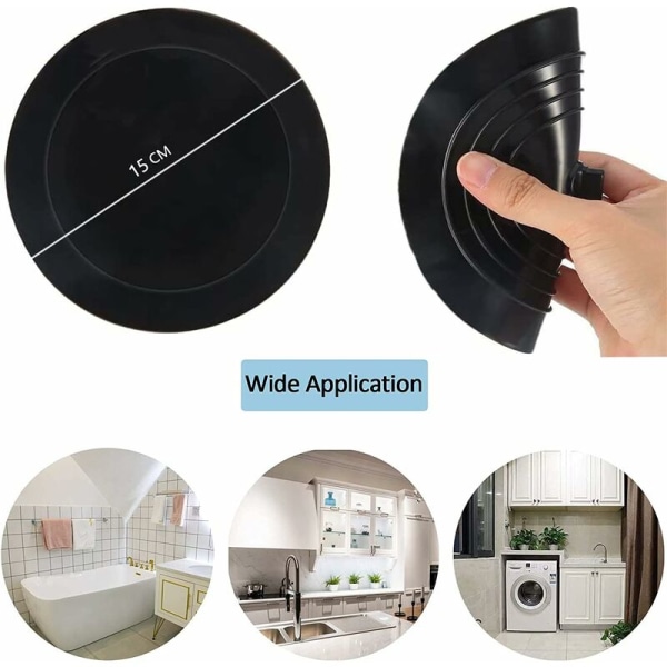 Silikonbadpropp Handfatpropp Kökshandfatpropp Diameter 15cm, Lämplig för Kök, Badrum och Tvättstuga Universal Avloppspropp (1 Styck, Svart.)