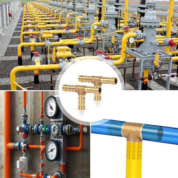 (8mm) 5-pack Mässing Bränsleslang Koppling 3-vägs T-koppling för Tryckluft Gasrör