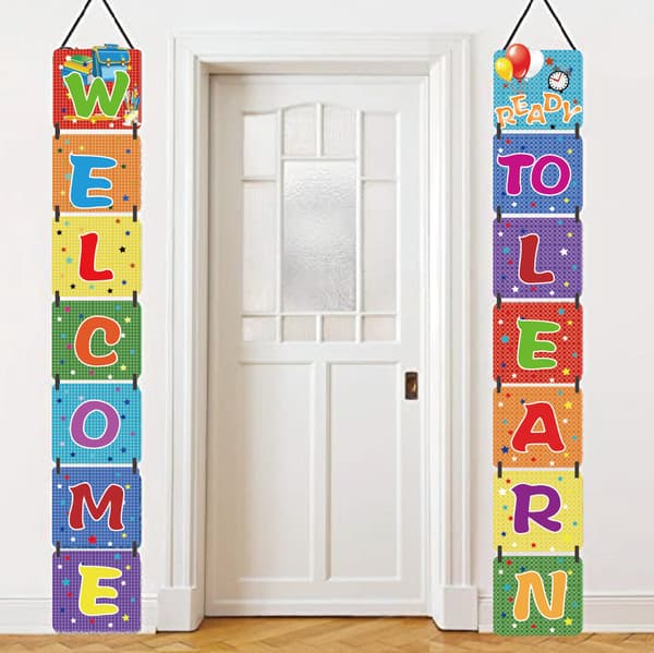 Tilbage til skolen banner Velkomstbanner til første skoledag Velkomst