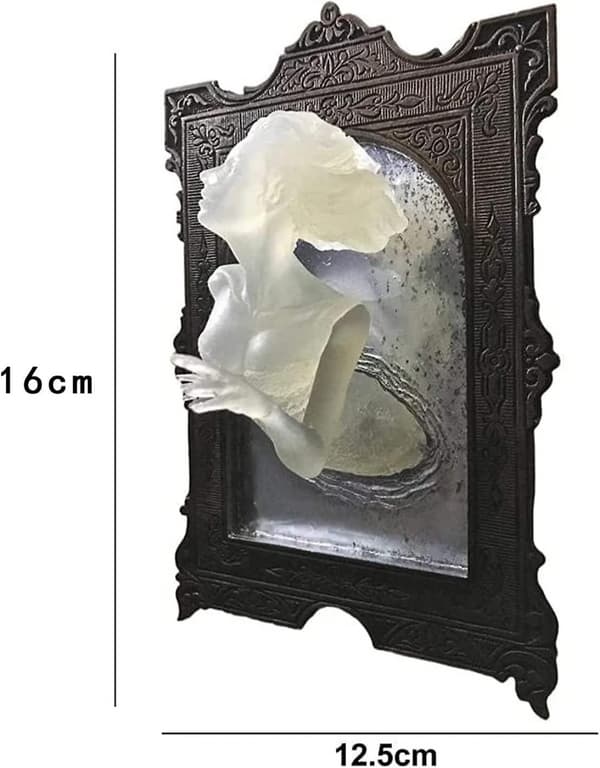 Spøgelse i spejlet vægdekoration - Lysende spøgelsesspejlstatue, Halloween D