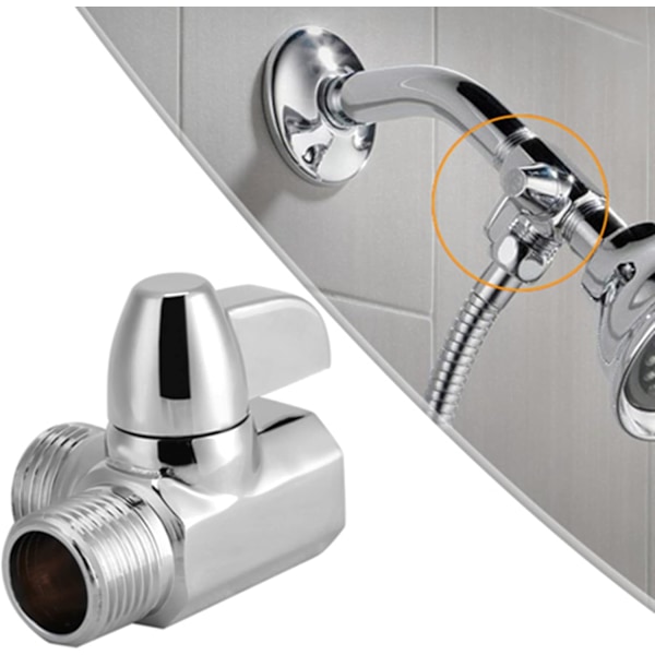 Krombelagt messing 3-veis dusjdeler, G1/2\" T-formet adapterventil for montert dusjarm