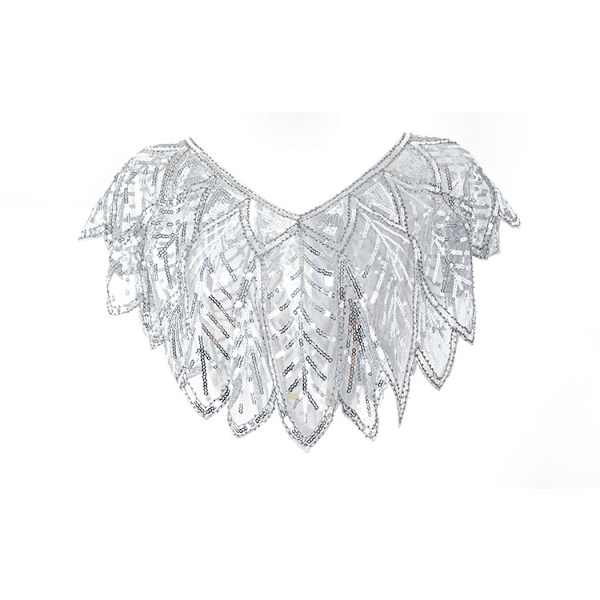 1920-talets Sjal Wraps Sequin Beadad Kväll Cape Brud Sjal Bolero