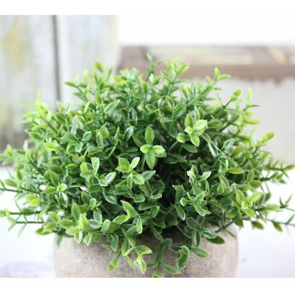 2 stk. Mini kunstige planter fire lag gress og Melaleuca urter