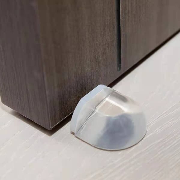 Dörrstopp, Set med 4 Transparenta Dörrstopp och Stopp Adhesive