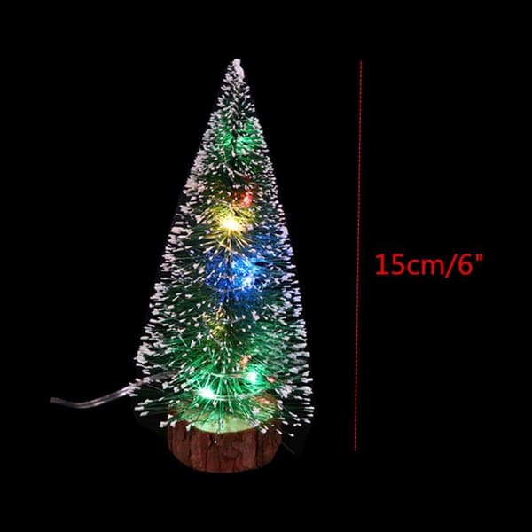 3 st mini julgranar med 3 st LED-slingor konstgjorda