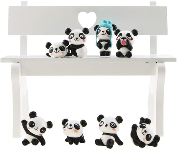 Panda-figurer, 8 stk. Panda-figurer Søde Miniature Panda Mini An