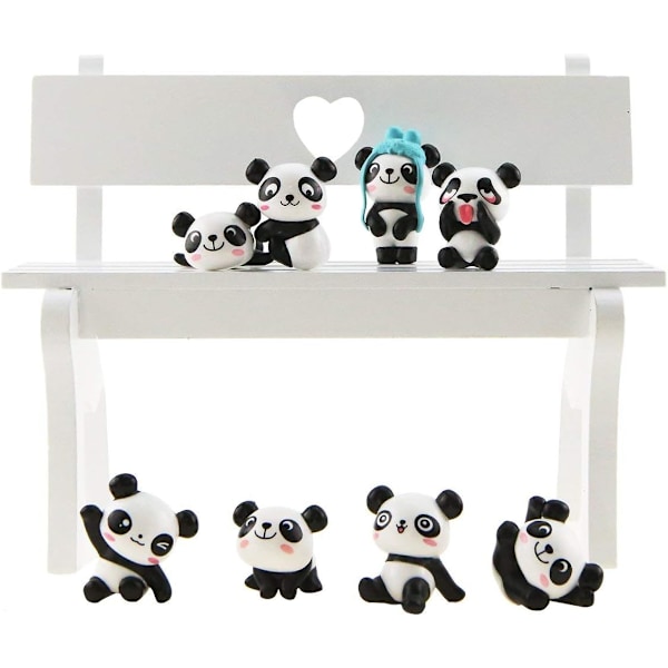 Pandabjørner, 8 stk. Pandafigurer Søte Miniatyr Panda Mini Dyrefigurer Gaver til Jenter Miniatyr Hagepynt